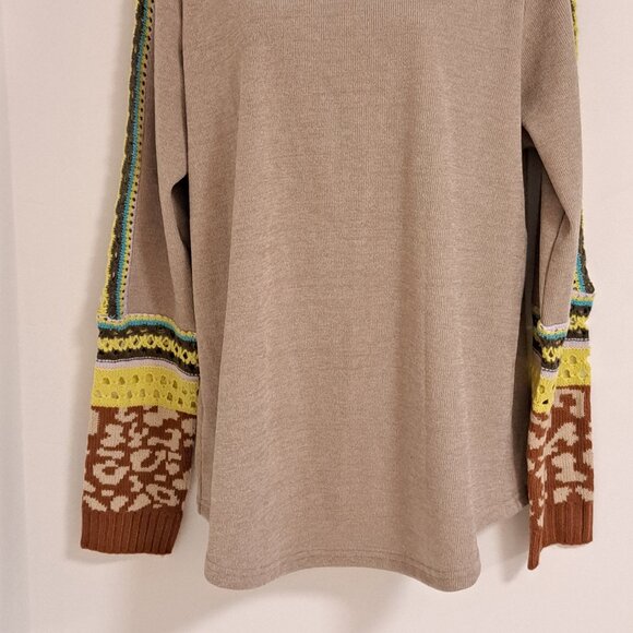 Easel BOHO Long Sleeve Top Crochet Accents Misses Size Large - Picture 2 of 11